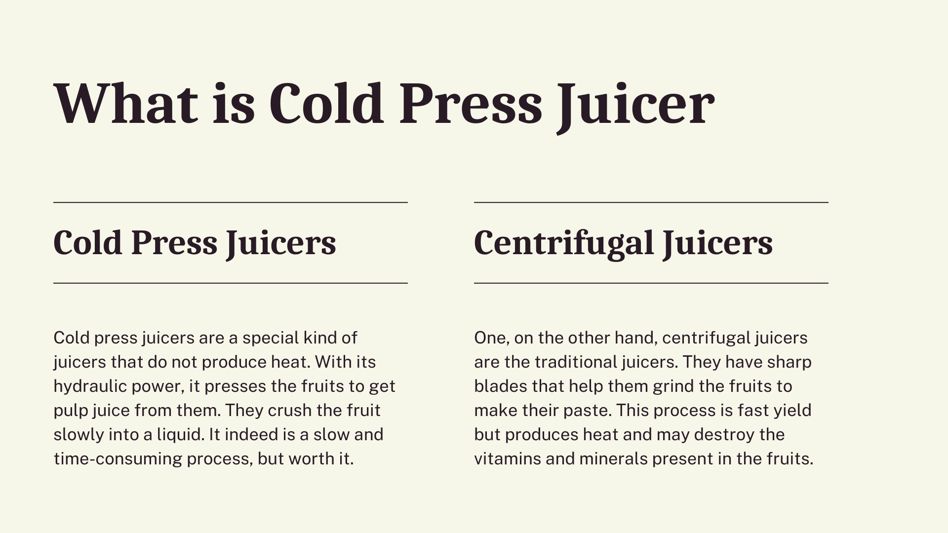 What is Cold Press Juicer